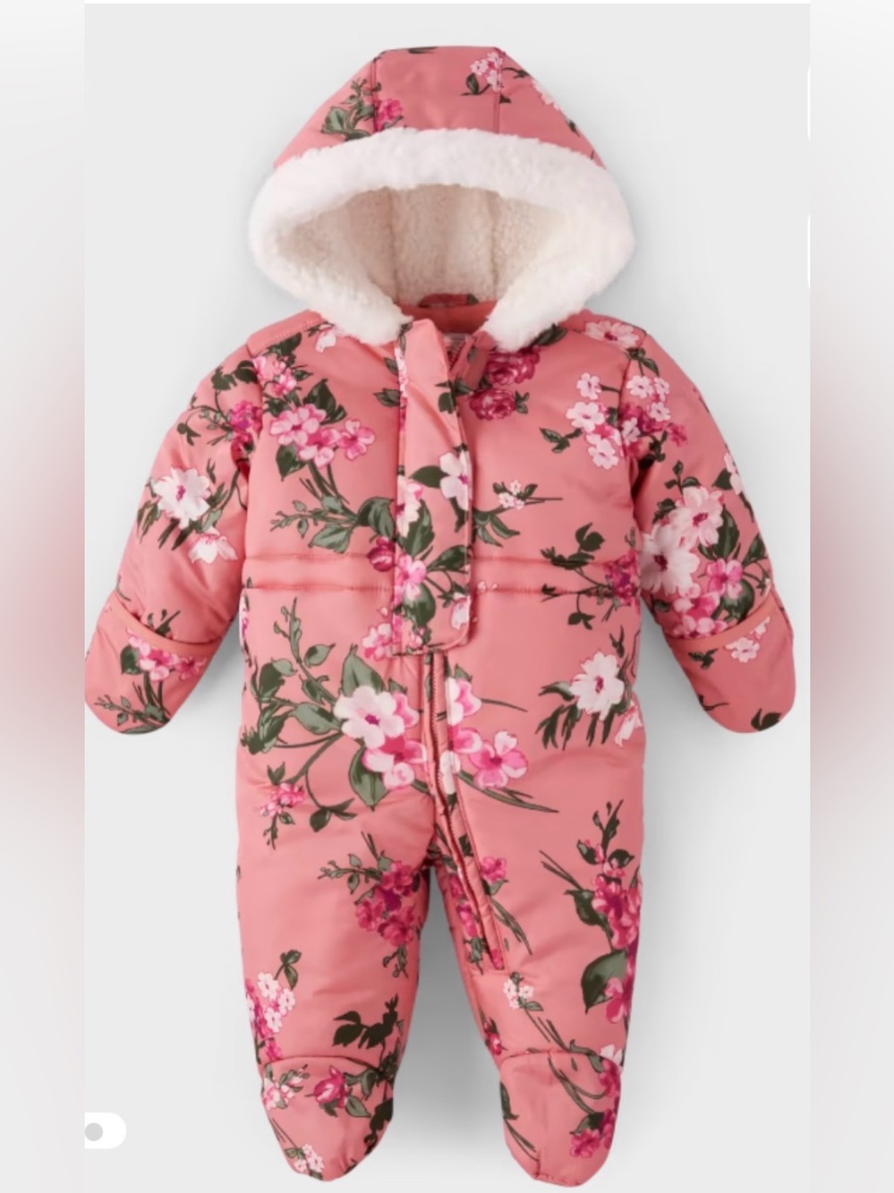 The Children’s Place Floral Snowsuit | Pink Floral | 6-9 months